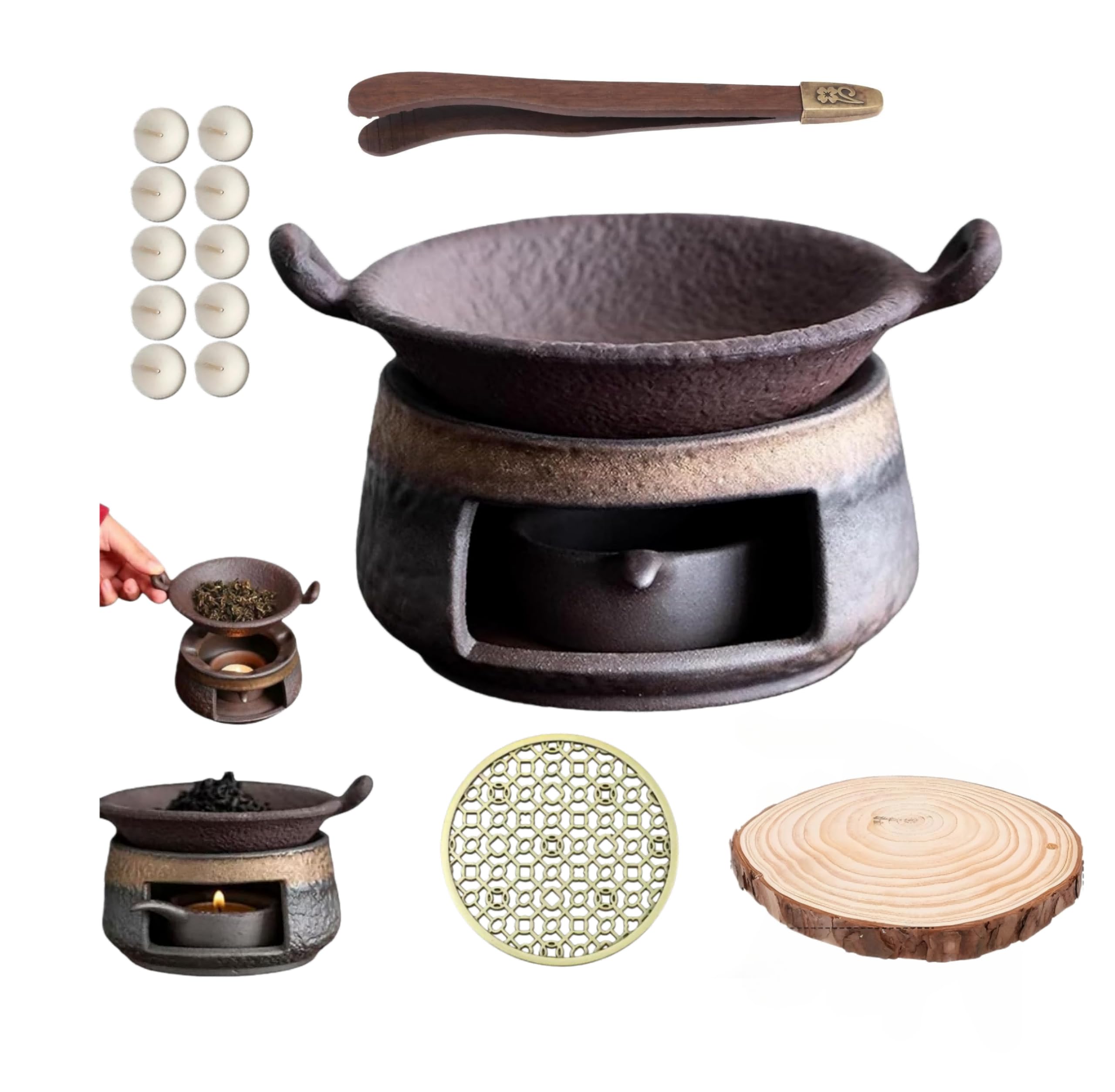 Zen Incense Burner Kit Ceramic Aromatherapy Stove with Tealight Holder for Home Meditation,Style B