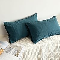 Vista 47 de S VICTORY SYMBOL Fundas de almohada de lino 100% orgánico, 1 par de fundas de almohada de lino natural francés de 20 x 30 pulgadas, color verde