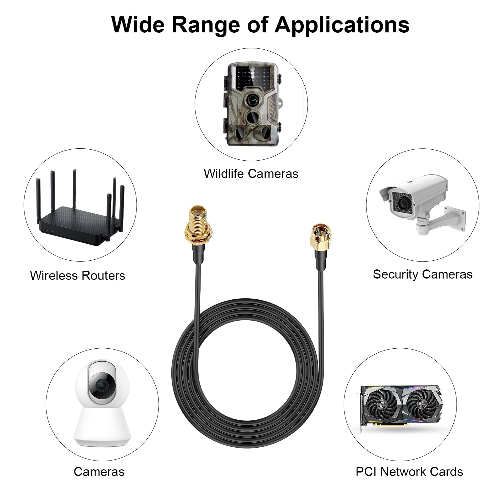 HENGBIRD Kabel przedłużający SMA, kabel antenowy RG174, kabel koncentryczny, antena Wi-Fi, wtyczka SMA do gniazda SMA, do routera modemu 4G LTE 5G, WiFi, GPS, SDR, kamera cofania 3 m