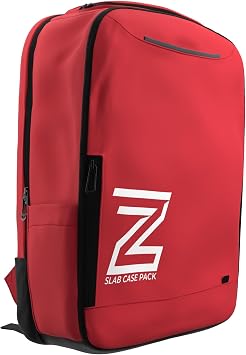 Zion Cases Slab Case Backpack with Slab Case 2GO Graded Card Case; Fits PSA, BGS, HGA, SGC, and CSG Graded Card Slabs; Ideal Travel Storage Solution; Red