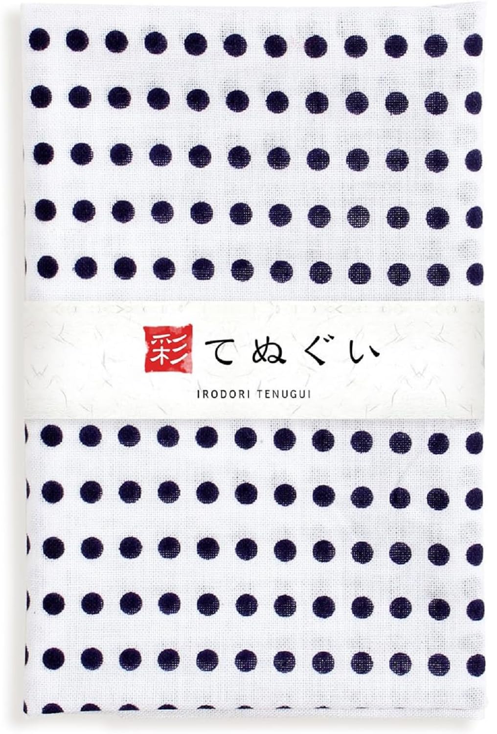 Komesichi Navy Irodori Japanese Traditional Towel Tenugui Dot 12.99 X 34.64 In With Tenugui Iroha (English Manual)