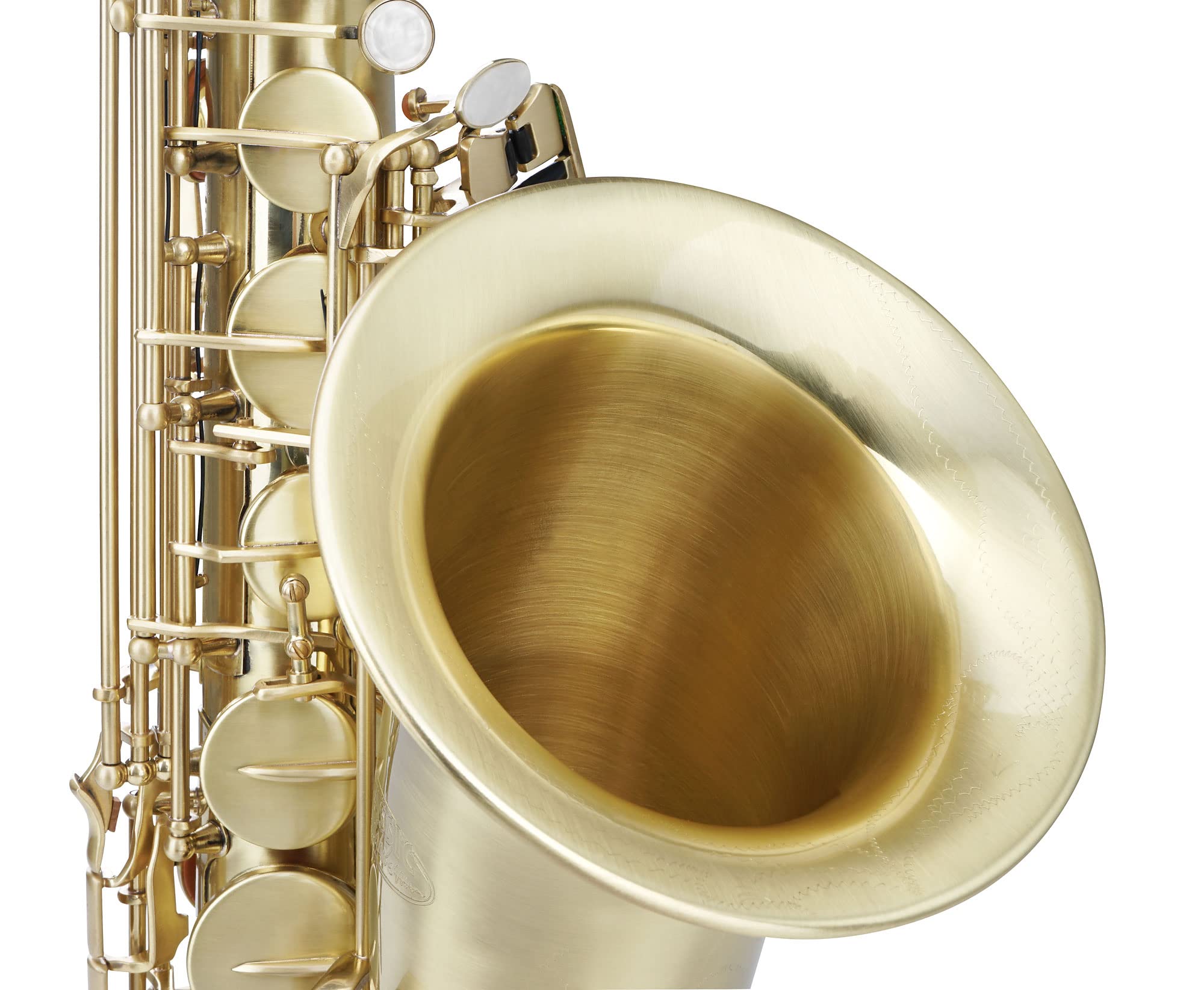 Classic Cantabile TS-450 Bb Brushed Tenorsaxophon Set (Zubehör: Mundstück, Koffer/Rucksack, Saxofonständer, Stimmgerät/Metronom, Notenständer) Messing gebürstet