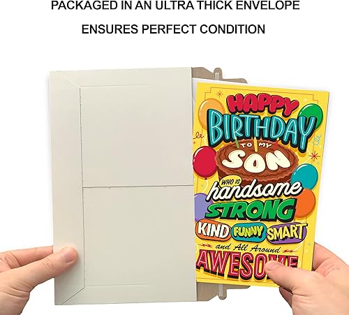 Miniatura 5 de Prime Greetings Tarjeta de cumpleaños para hijo, fabricada en Estados Unidos, ecológica, cartulina gruesa con sobre premium de 5 x 7.75 pulgadas,
