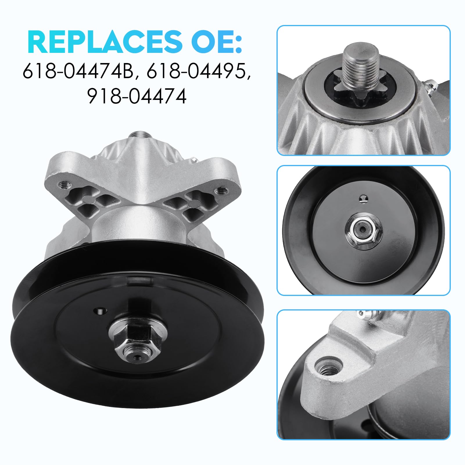 Paquete de 2 conjuntos de husillo de cortacésped de repuesto para Cub Cadet 618-04474B, 618-04495, 918-04474, 918-04474A, 618-0427, 918-0427, 618-0324, 918-0324, para MTD RZ. T con 106 Cubiertas de