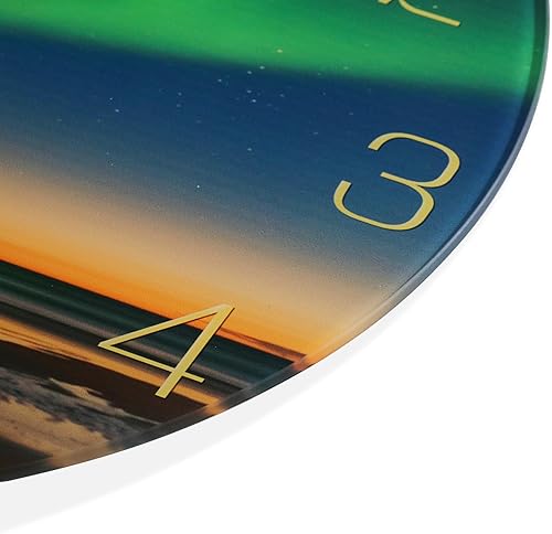 Miniatura 4 de Reloj de pared decorativo Borealis, pequeño reloj moderno de Aurora de 8 pulgadas, silencioso, sin tictac, funciona con pilas, para baño, sala de
