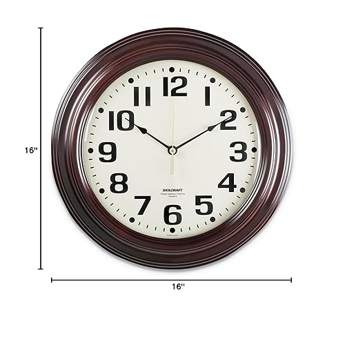 Miniatura 2 de Reloj de pared de cuarzo - Marco redondo de madera dura - Caja de caobacara blanca