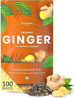 Organic Ginger Tea — 100 Tea Bags | Organic Herbal Tea From Single Origi...