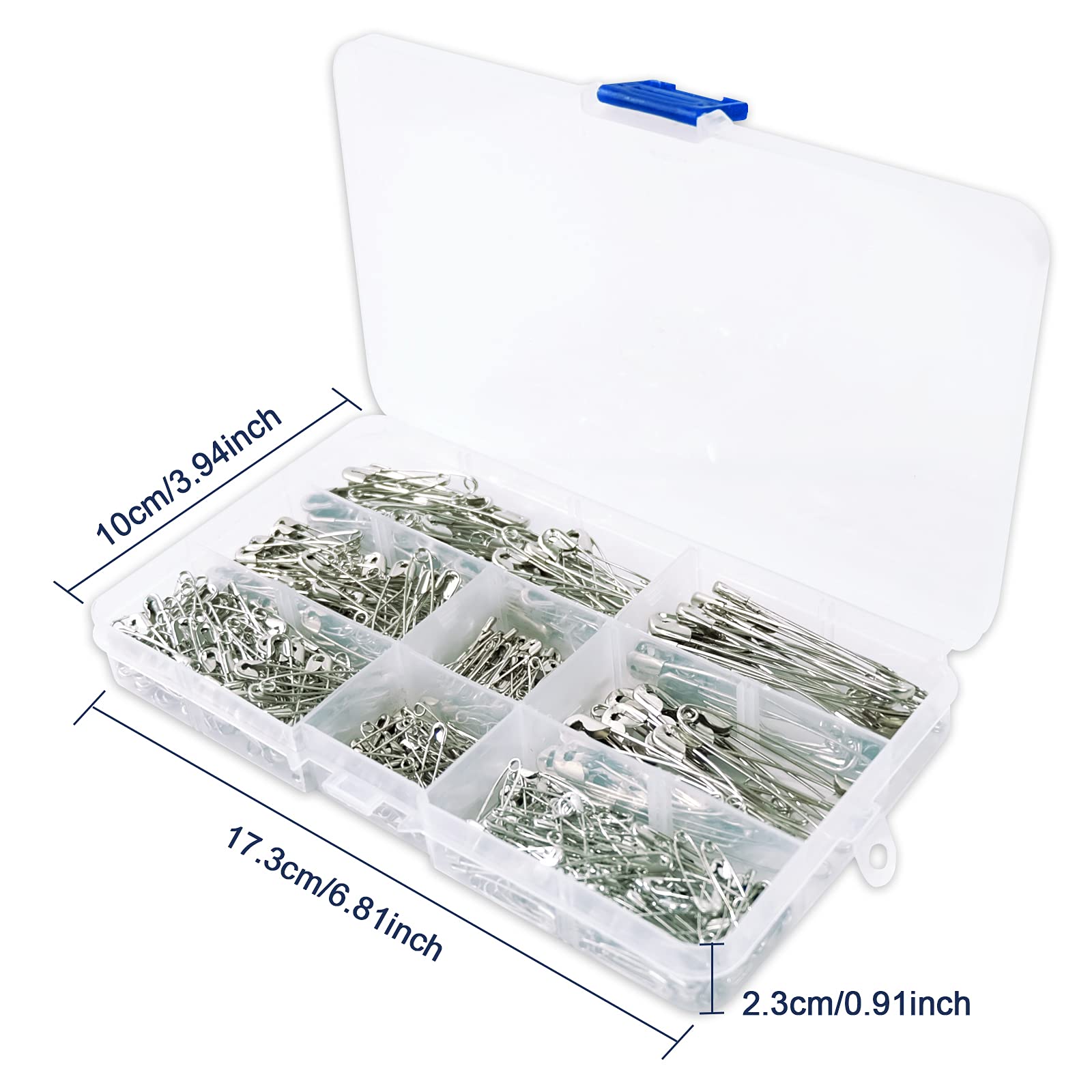 Redamancy Spille da Balia Argento - 460 Pezzi in 7 Misure, Resistenti per Cucito Artigianale, Creazione di Gioielli, Forniture per Ufficio e Casa