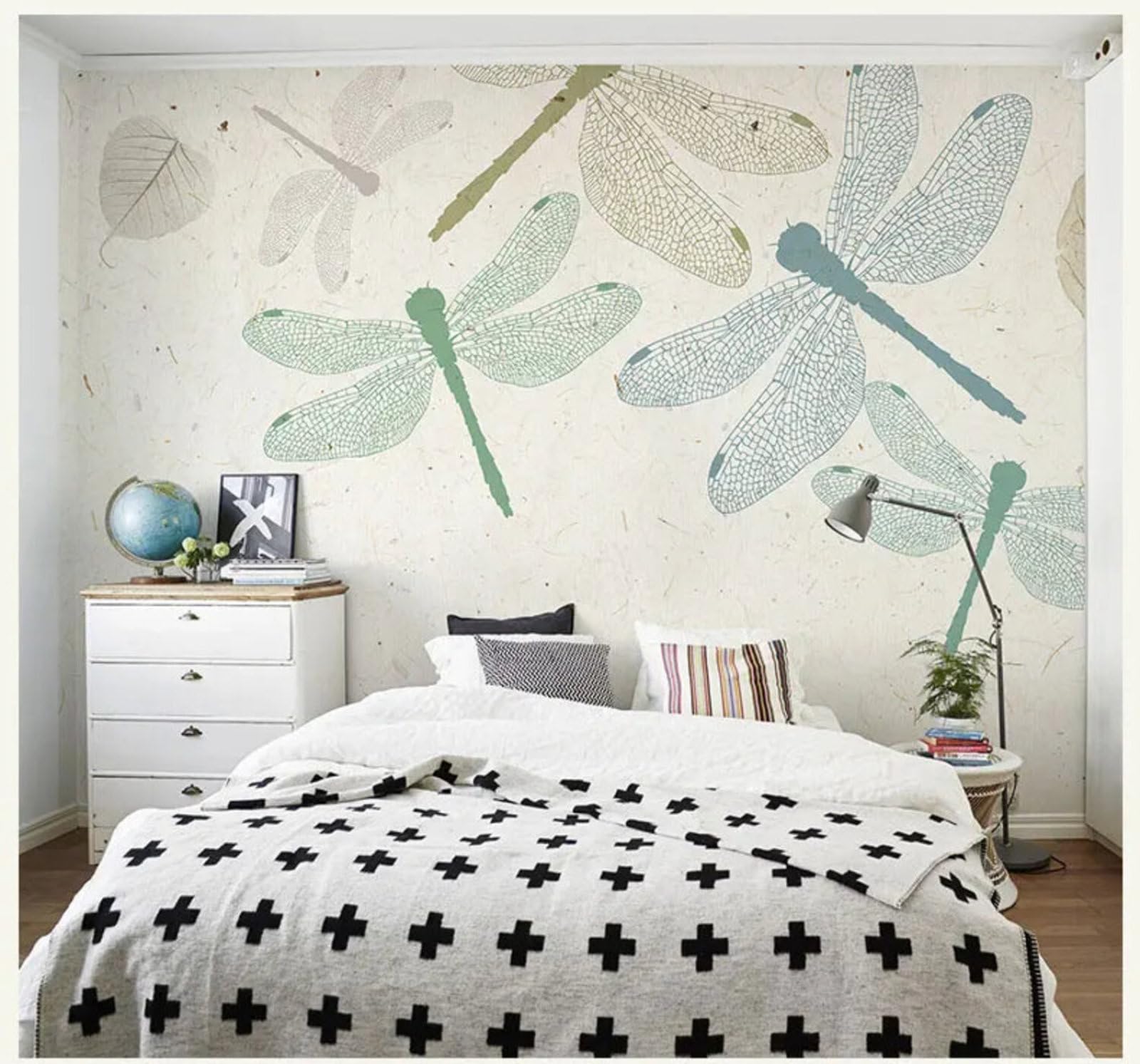 Tzxztt Minimalist Hand Drawn Watercolour Dragonfly Elegant Modern 3D Wallpaper Premium Textured Silk Neutral Tones Material Ideal for Living Room Bedroom-300cm×210cm