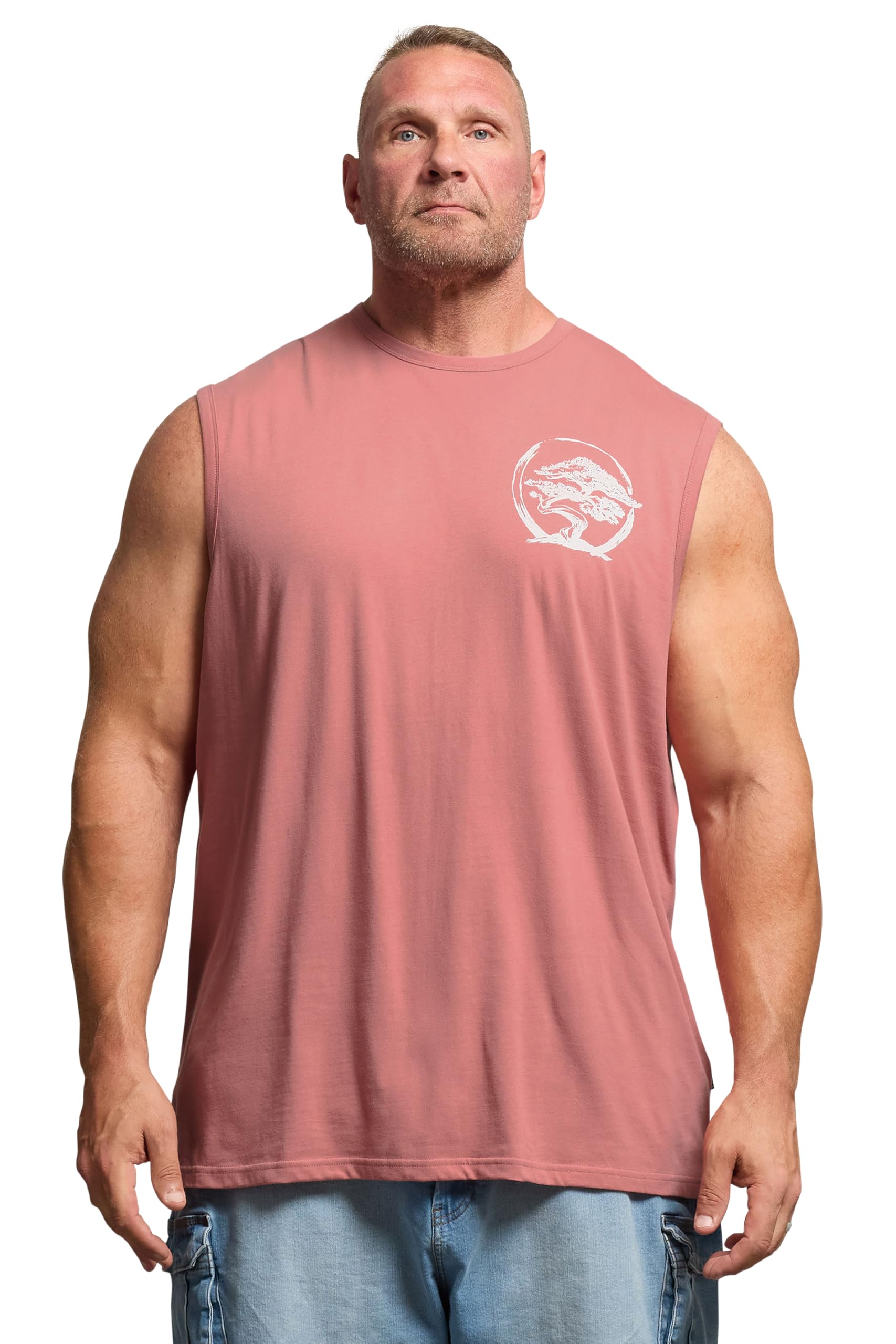 Badrhino Men's Pink Big & Tall Bonzai Graphic Vest Top - Plus Size Curve