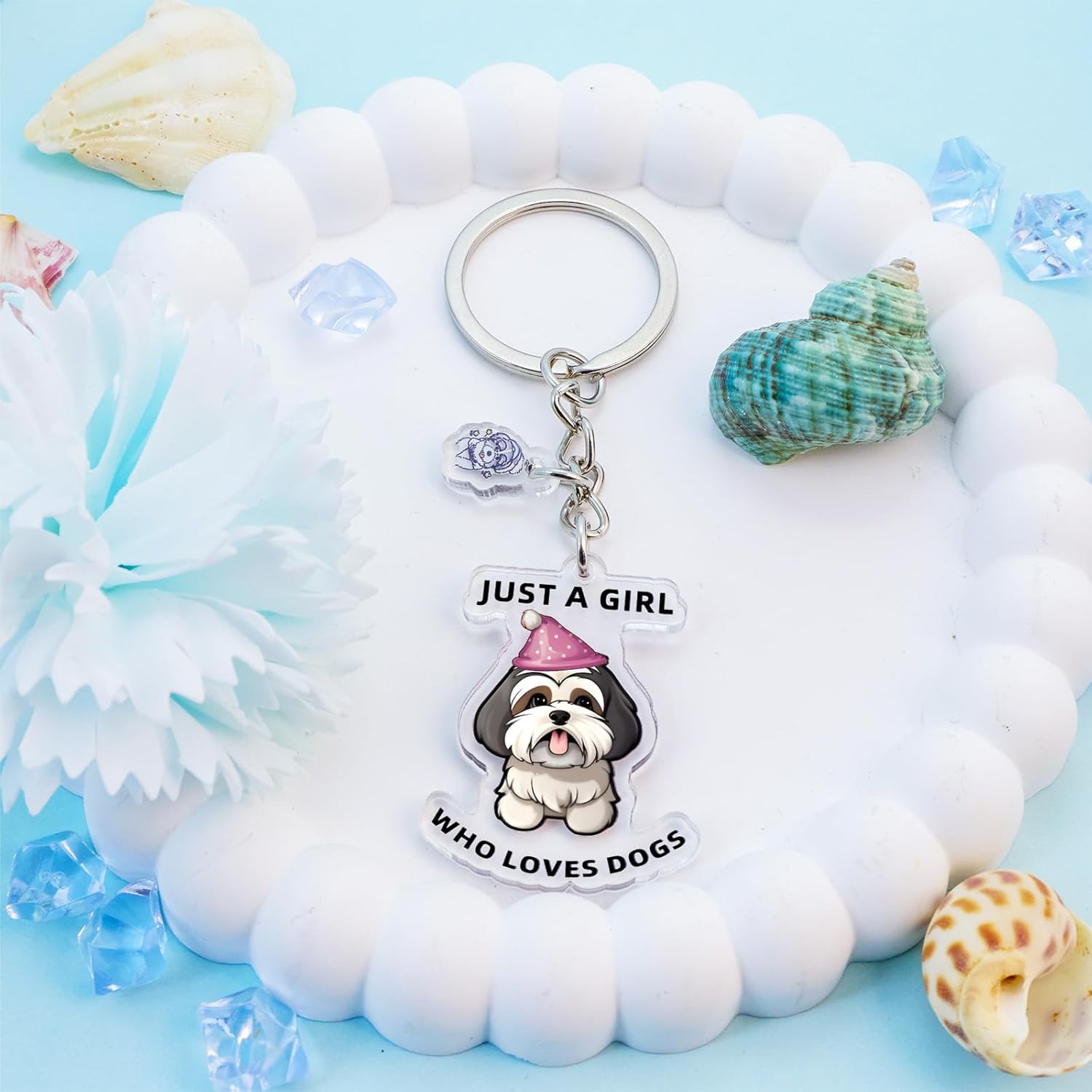 Acrylic keychain Dog Keychain Gifts for Women - Just a Girl Who Loves Dog Key Chain, Animal Lovers Mom Owners Gifts - Image 4