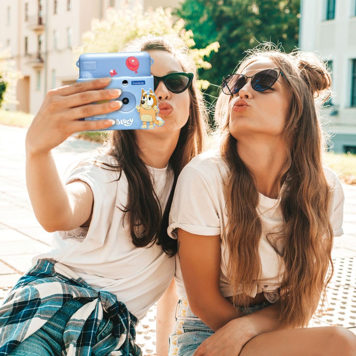 Lexibook, Starcam® Print, zestaw kamera z drukarką natychmiastową, karta SD, 4 rolki papieru, smycz, ochrona 3D Bluey oraz zestaw do personalizacji w komplecie, niebieski, DJ130BYZ