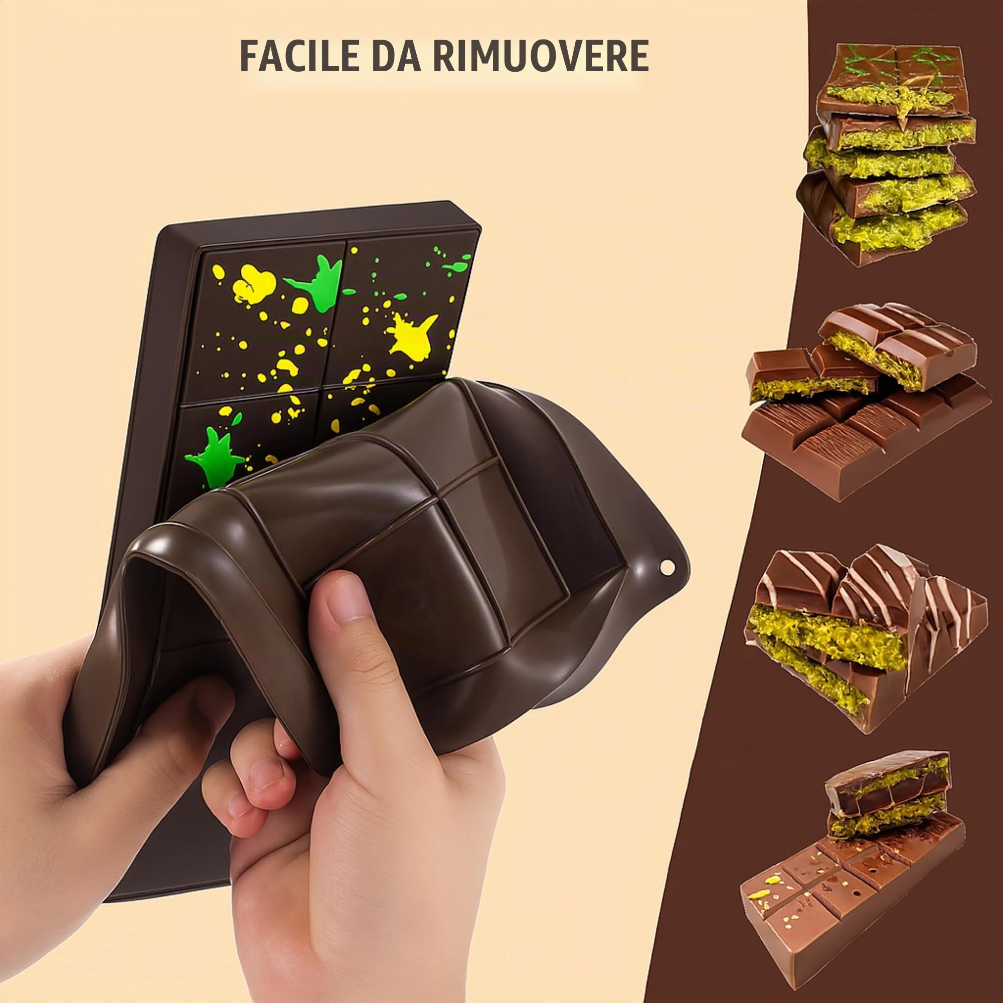 Kit tablet cioccolato Dubai – Stampo in silicone senza BPA + 200 g Kadaif croccante capelli d'angelo + 200 g crema di pistacchio gourmande, facile da realizzare a casa | pasticceria orientale