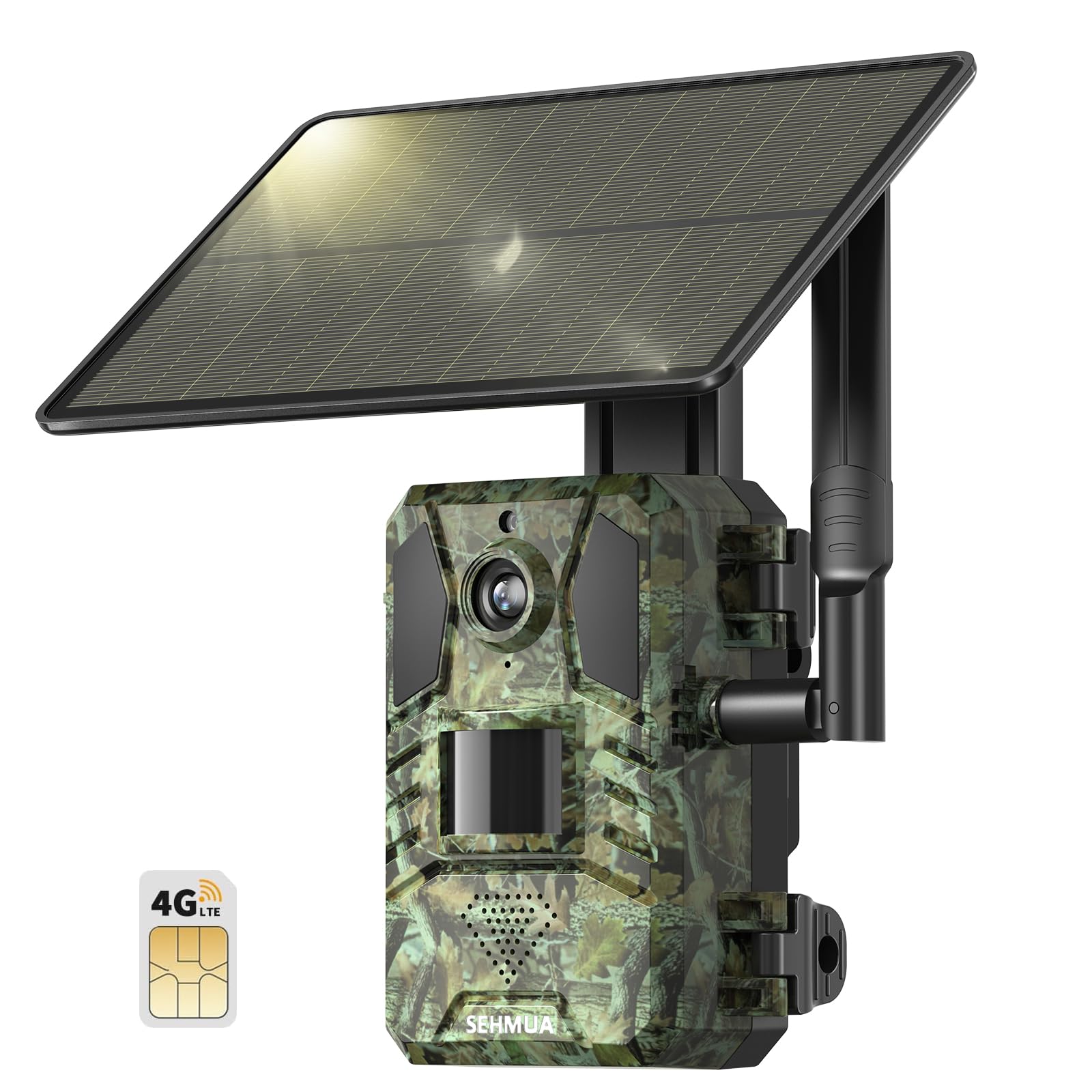 SEHMUA Trail Camera Cellular Trail Cameras 2.7K Live Streaming 4G LTE Cellular Gen 3rd Solar Powered Game Camera Remote Phone Access Playback Motion Activated 0.2s Trigger Time Green