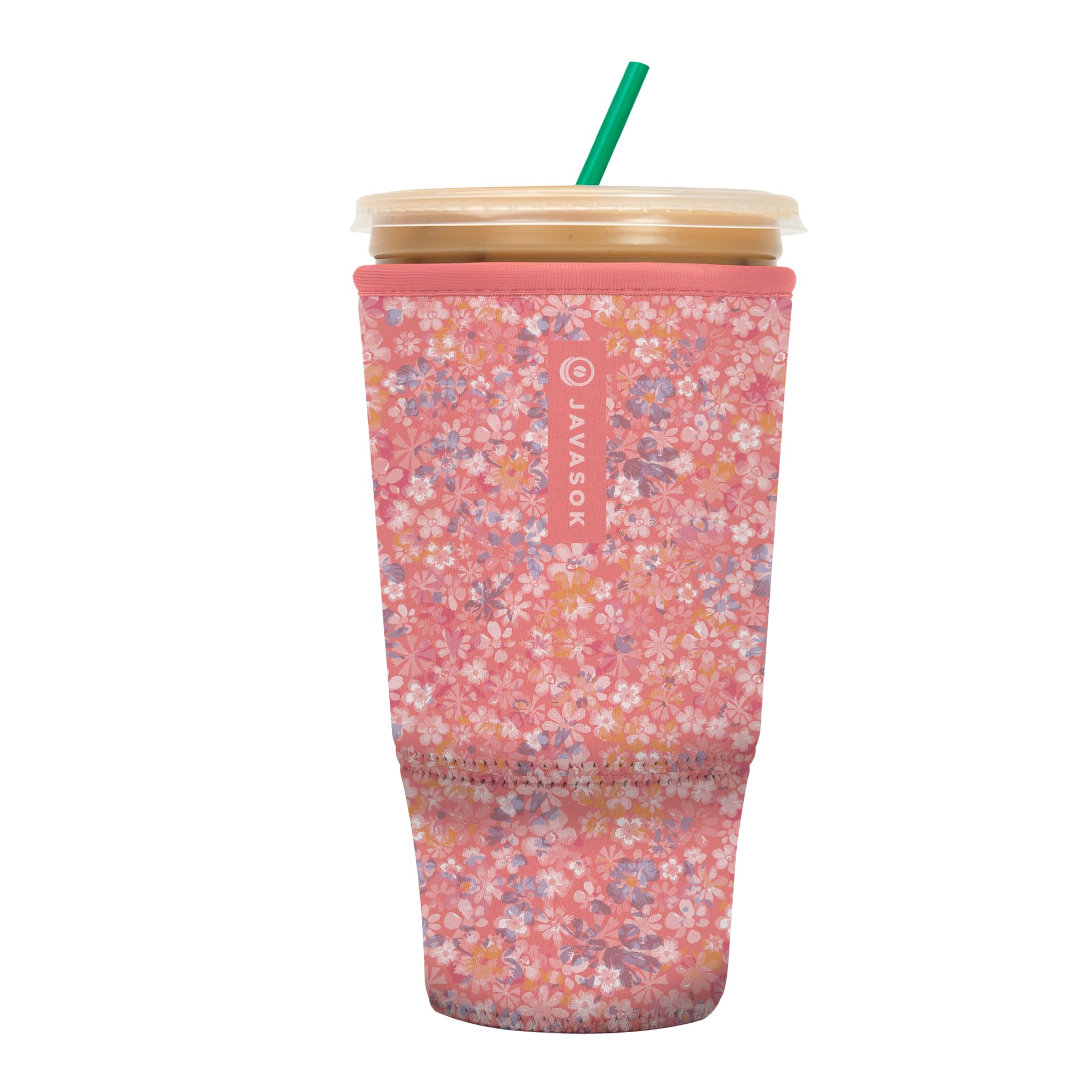 Sok It JavaSok Iced Coffee &amp; Cold Soda Insulated Neoprene Cup Sleeve (Blushing Blooms, XXLarge: 44-48oz)