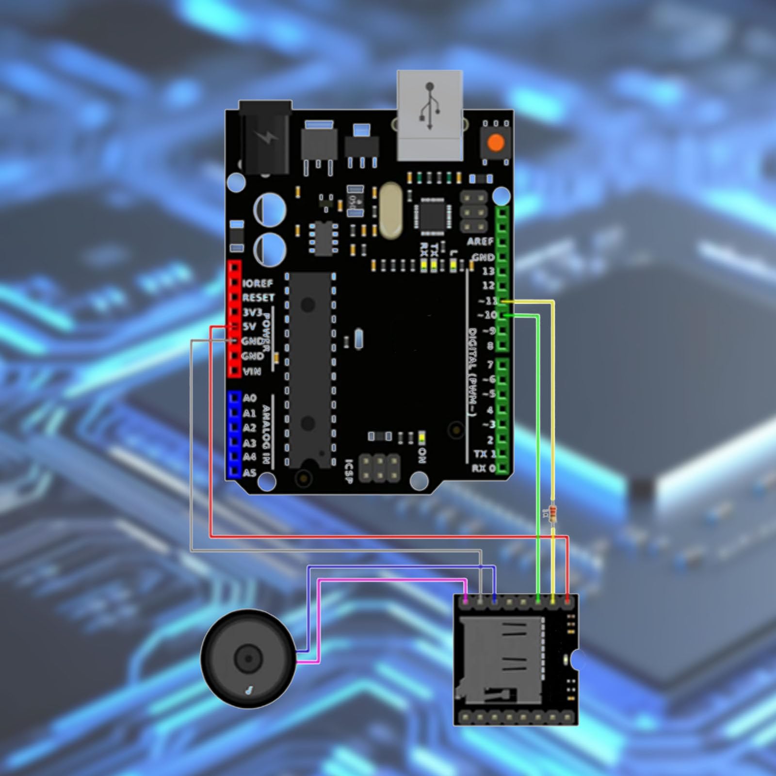 5 szt. mini odtwarzacz MP3 DFPlayer Master Module kompatybilny z Arduino obsługuje kartę TF i pamięć USB Flash