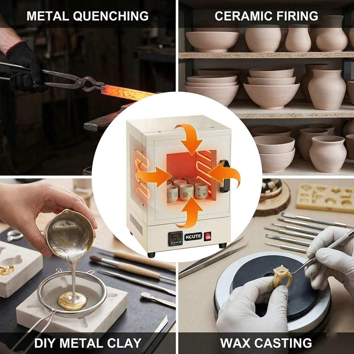 2000W Electric Ceramic Laboratory Muffle Furnace, Electric Kiln for Pottery At Home, 1150℃ Metal Melting Furnace, High Temperature Heat Treat Oven for Sintering & Material Testing