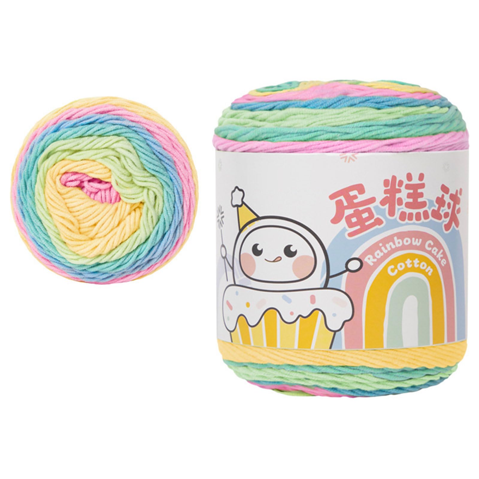 Jazuaiao Yarn Gradients Cake Yarn Crochet Multicolor Soft for Scarves Shawls Blankets Hat Gradients Cake Soft Crochet and Knitting