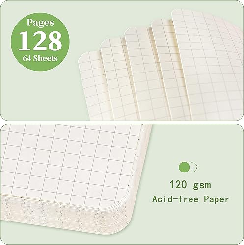 Miniatura 4 de Diariocuaderno de puntos, cuaderno de tapa dura con cuadrícula de puntos, papel grueso de alta calidad con bolsillo interior fino, piel sintética