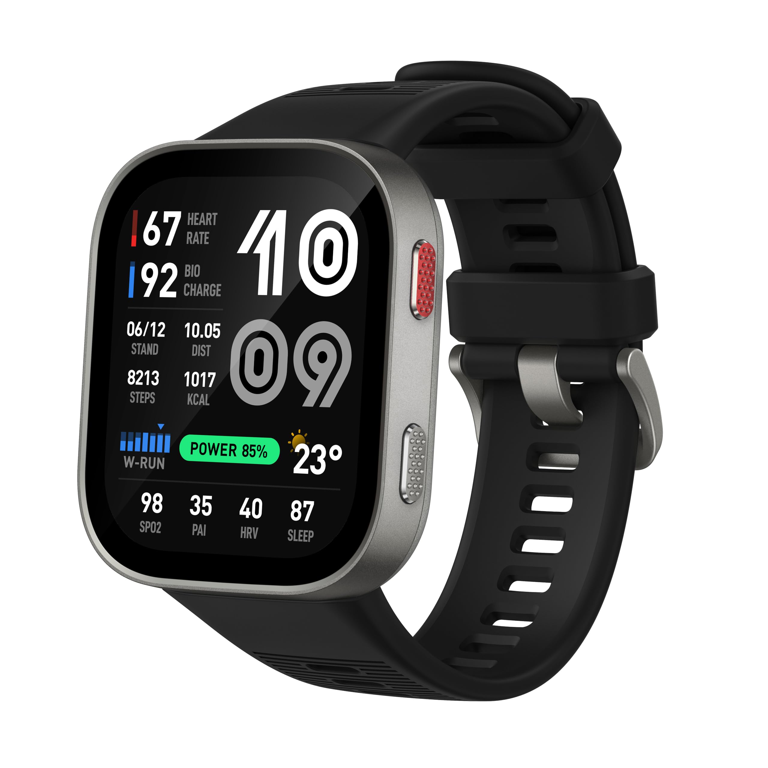 Amazfit BIP MAX 50 mm Smartwatch, wyświetlacz AMOLED 2.07", do 20 dni, GPS i mapy, pamięć 4 GB, trening hybrydowy, 150+ sport, tryb HYROX, dla Androida i iPhone'a