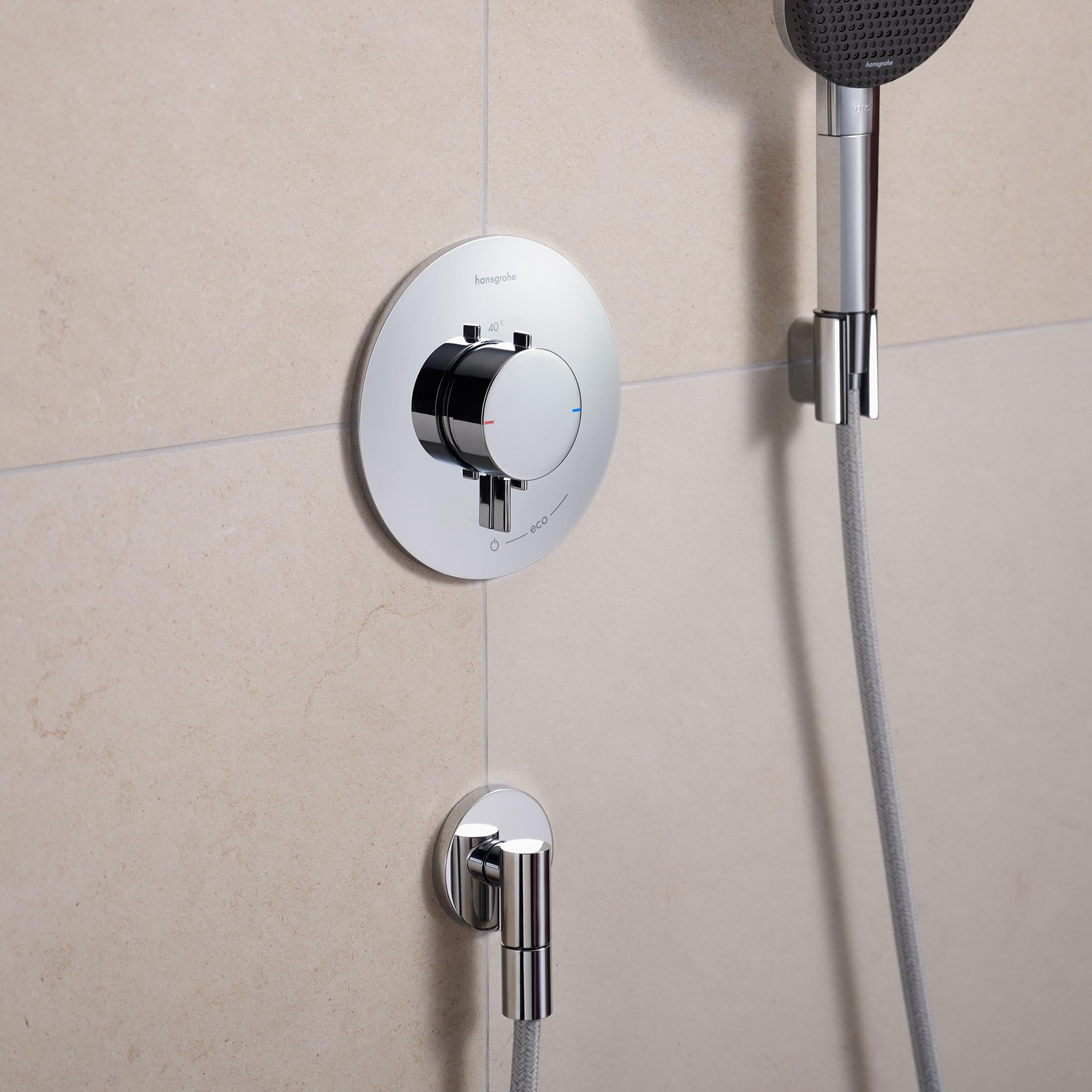 hansgrohe FixFit Fine S 28882000 Raccord mural universel avec clapet anti-retour, coude de raccordement mural, chrome