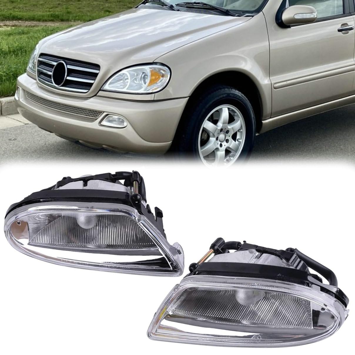 fitfoyo 1 Pair Right Left Side Fog Light Lamp Assembly for Mercedes W163 ML320 ML350 ML430 ML500 Car Fog Lights Lamp Assembly Set