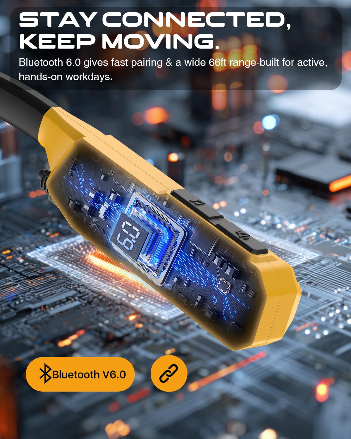 MIPEACE Casque Bluetooth tour de cou, 2 en 1 autour du cou, écouteurs de travail approuvés par l'OSHA avec haut-parleurs intégrés, ENC, plus de 100 heures de lecture, 4 modes d'égalisation pour la