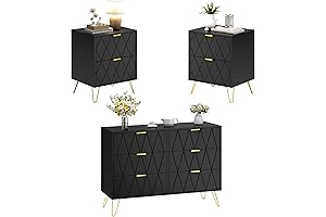 Anbuy Black 6 Drawer Dresser and Nightstand Sets for Bedroom