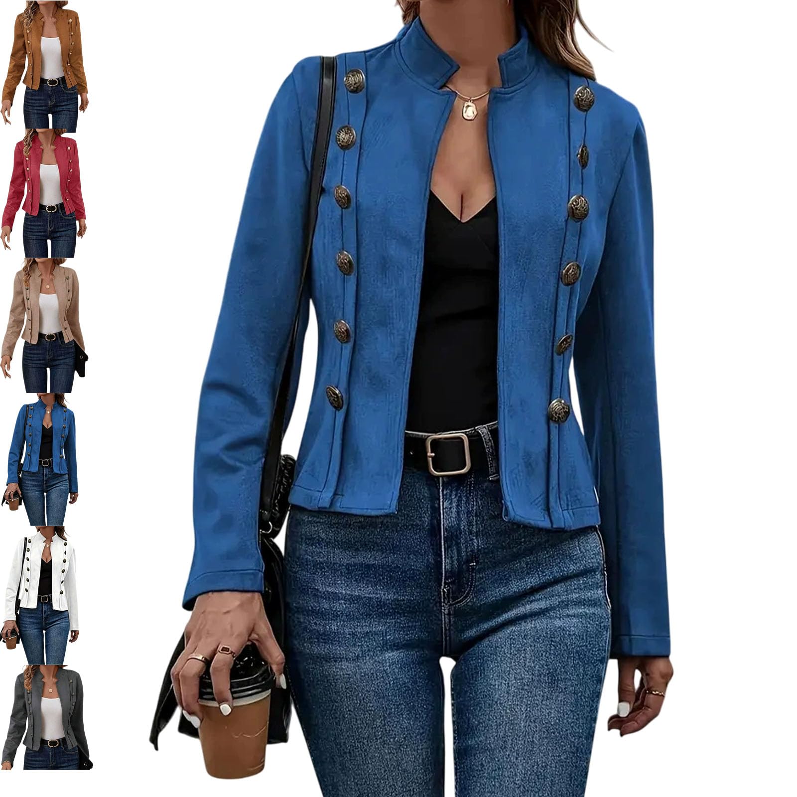 Womens Faux Suede Cropped Blazer Long Sleeve Open Front Slim Fit Jacket
