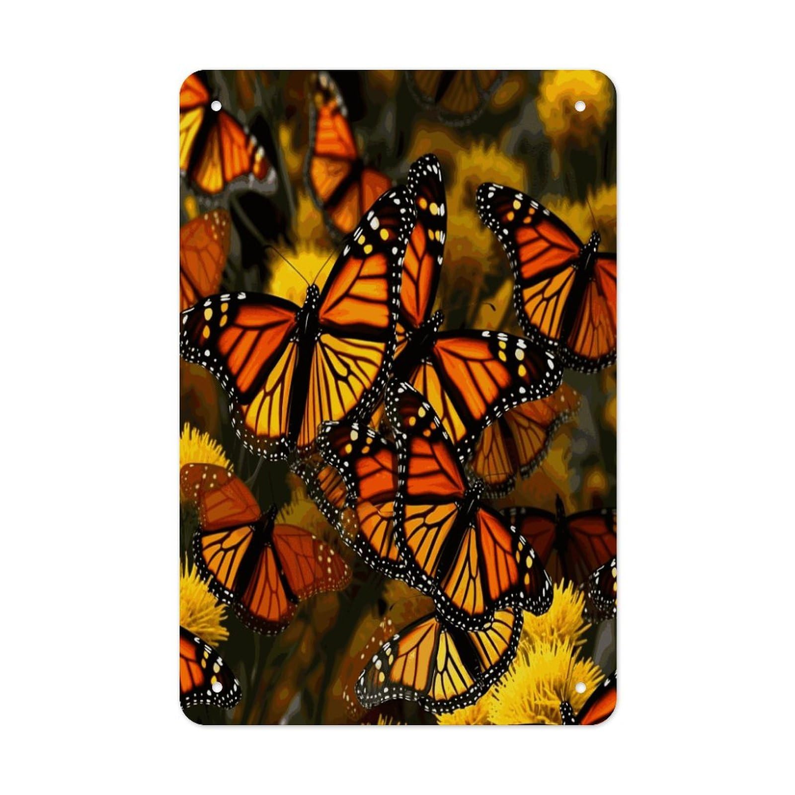 Monarch Butterflies Metal Tin Sign Wall Decor Funny Retro Sign Weatherproof Metal Wall Art for Indoor Or Outdoor Retro Tin Signs for Kitchen Office Home Bar Decor 11.8 X 7.9 Inch