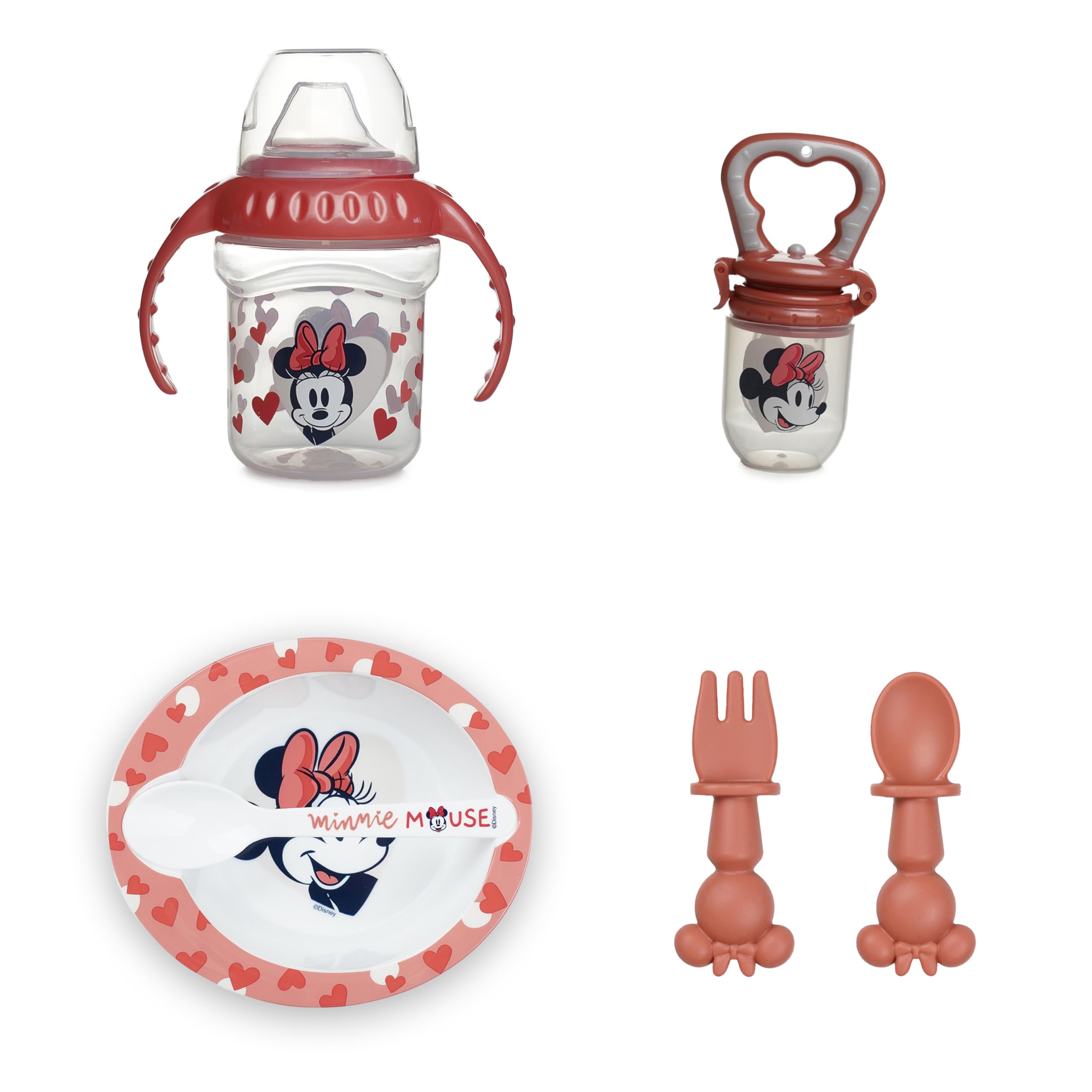 Pack repas Minnie Thermobaby anti renversement avec tasse et couverts en silicone