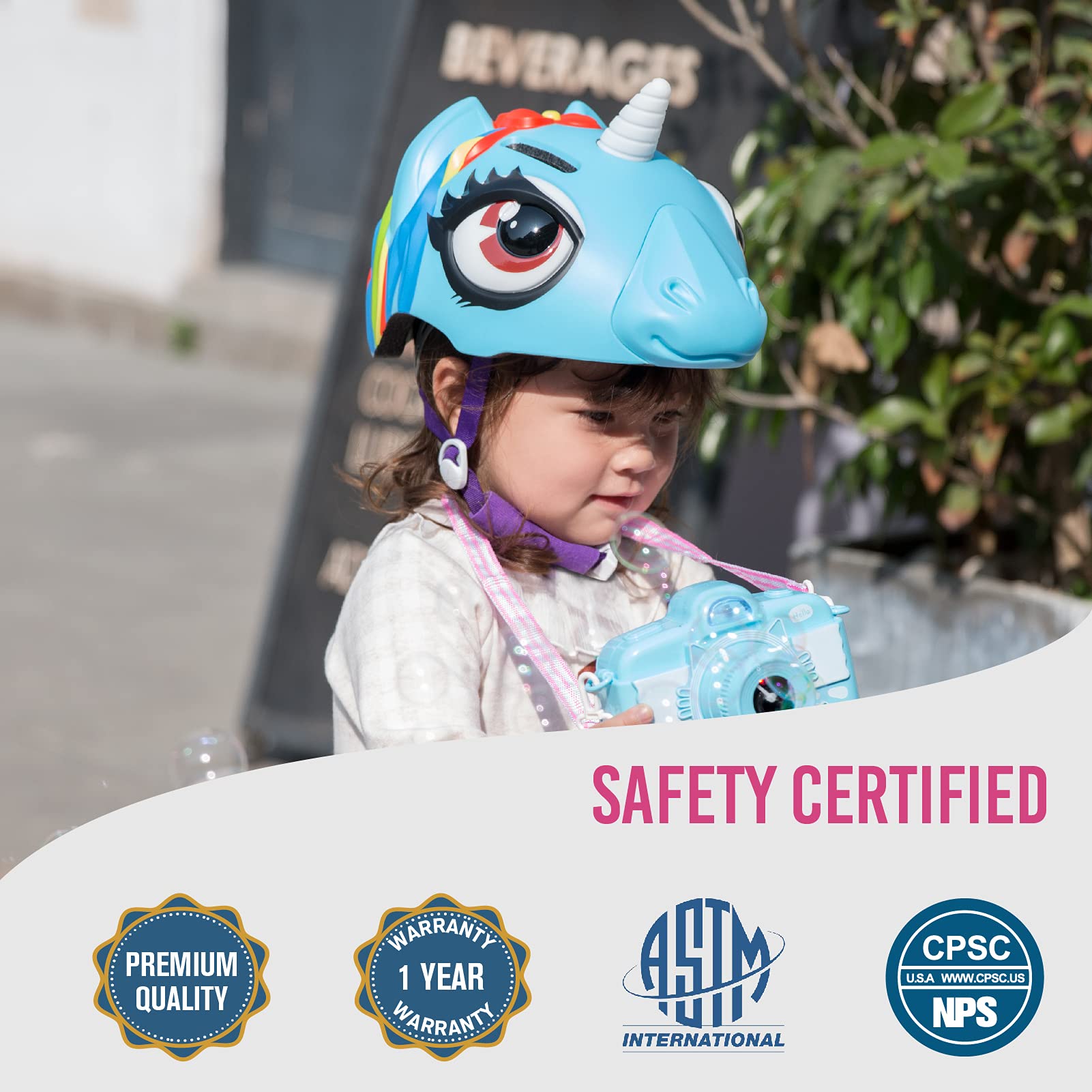 PATHLANE Kids Helmet Unicorn Helmet & Shark Helmet for Girl Boy, Children's Bike Helmet for 3-8 Years Multi-Sport Safety Certified Bicycle Helmet for Skateboard Skating Scooter (Blue Unicorn) : Sports
