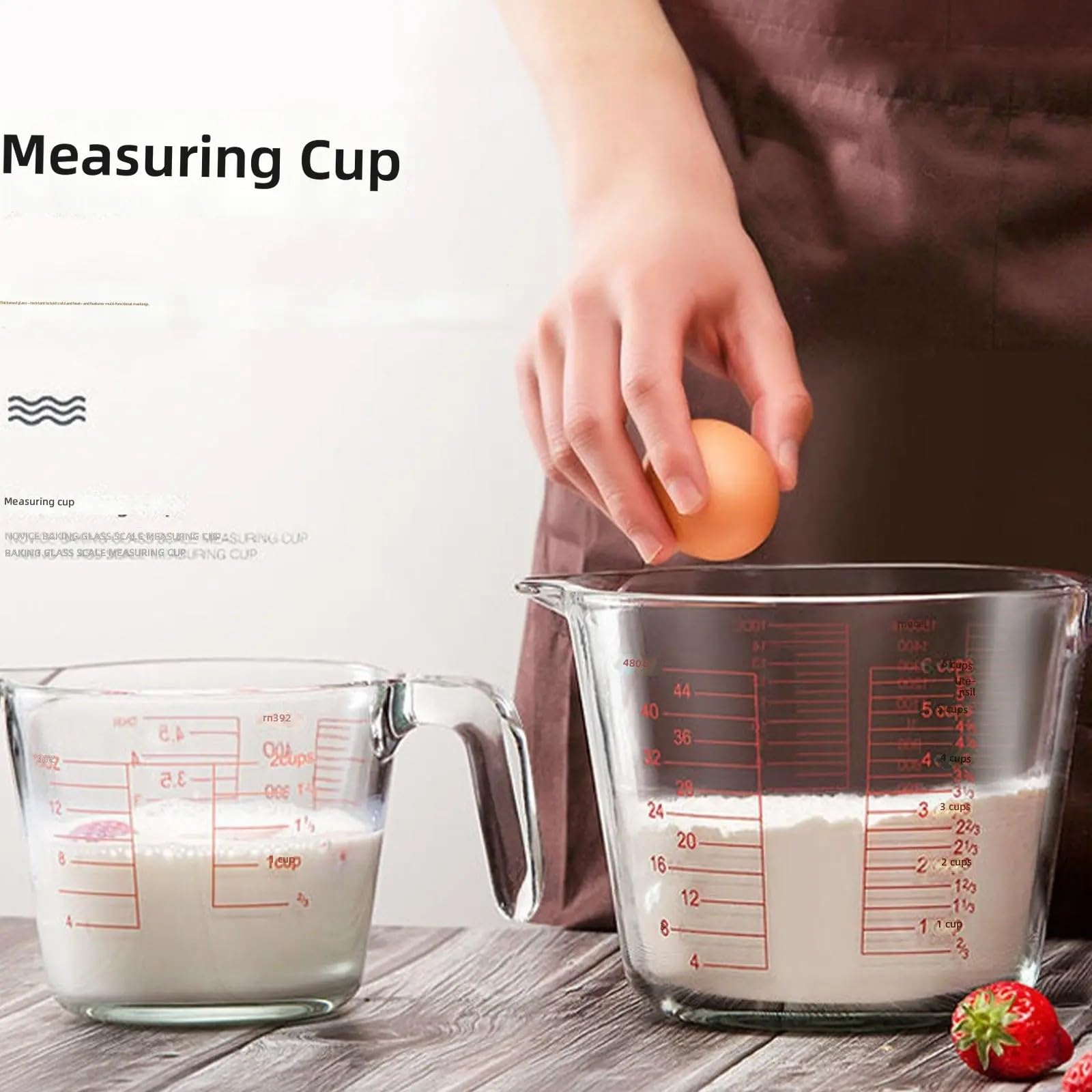 Transparentes Glas Messbecher Set mit klaren Markierungen Backen und zur Essenszubereitung Hitzebeständiges Kochgeschirr, Milch Messbecher