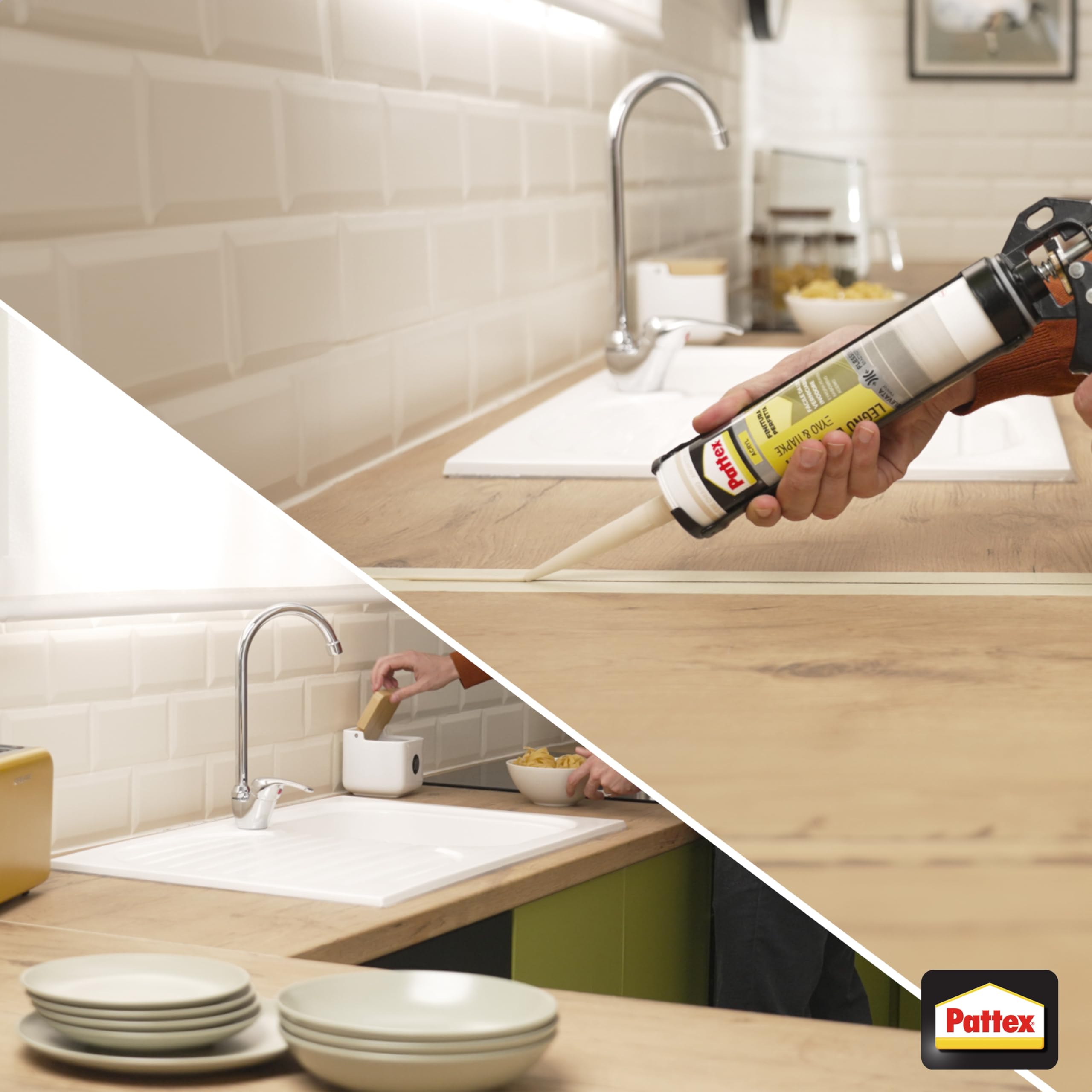 Pattex Legno E Parquet, Sigillante Color Rovere Chiaro, Silicone Sigillante per pavimenti Inodore e Facile da Lisciare, Colla per Legno Verniciabile e Carteggiabile, 1 Cartuccia da 280 ml