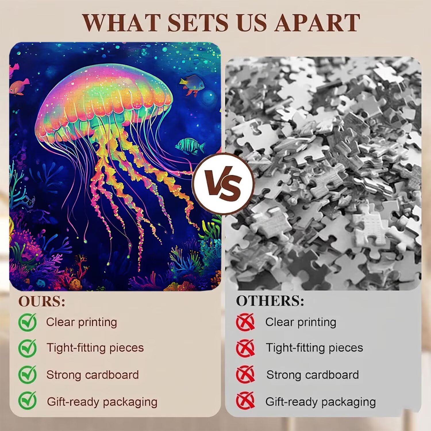 sogno medusa Puzzle 1500 Pezzi per Adulti, Puzzle in Legno - Collezione Classica con Poster Incluso - Sfida di Concentrazione e Passatempo Antistress, Gioco Educativo per Famiglia, 87 x 57 cm f0-778