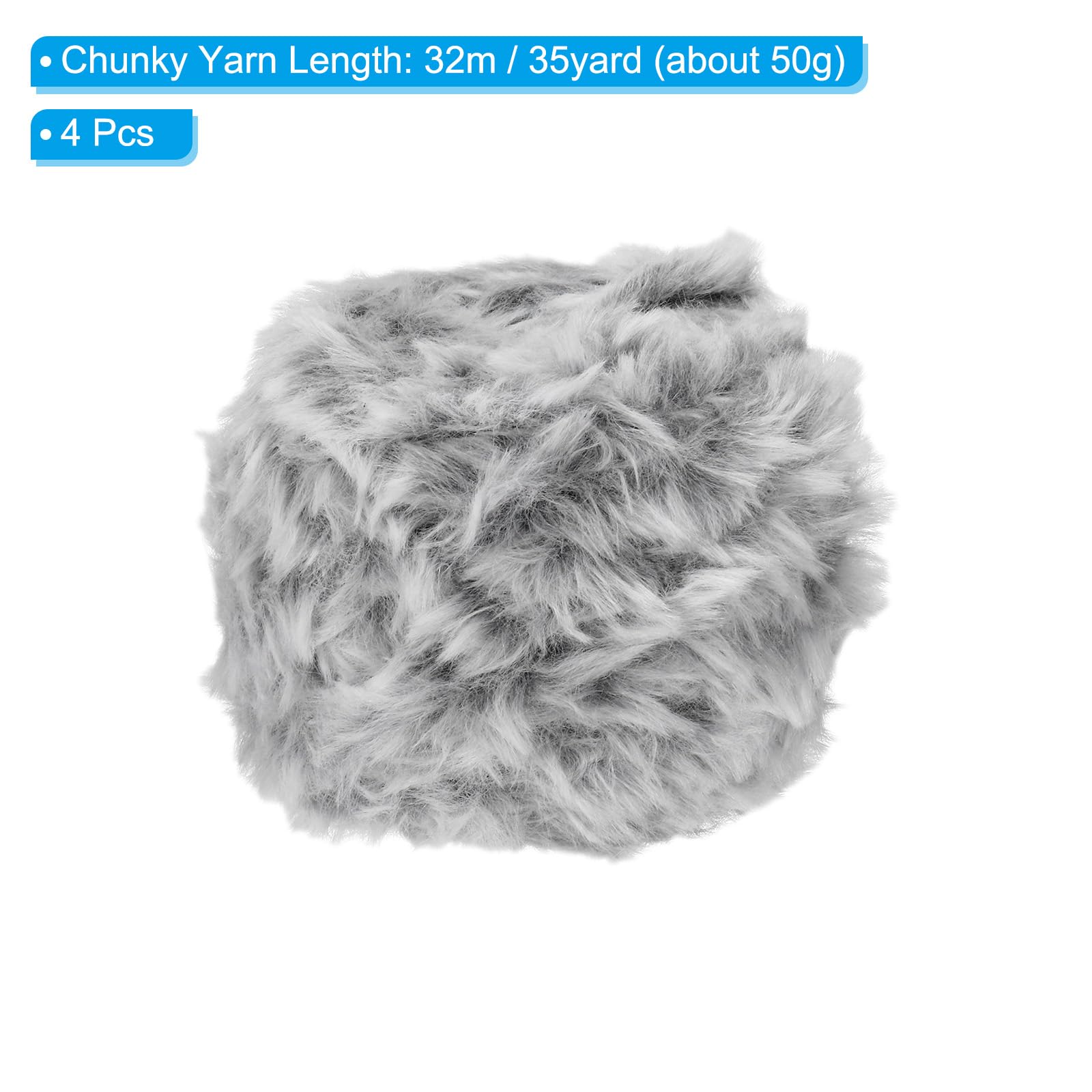 PATIKIL 35yds Faux Fur Yarn, 4 Skeins Super Soft Chunky Polyester Fuzzy - View #4