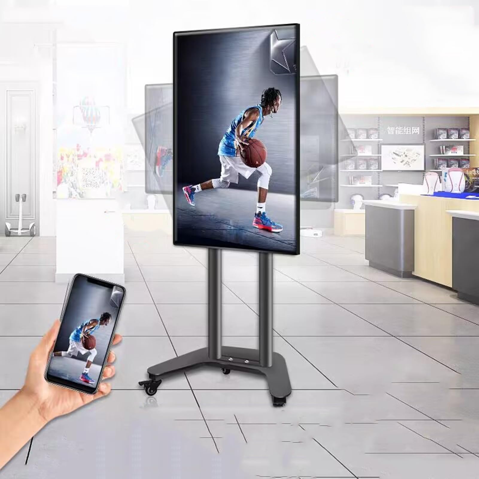 Support TV mobile pour changer d'angle et d'orientation facilement