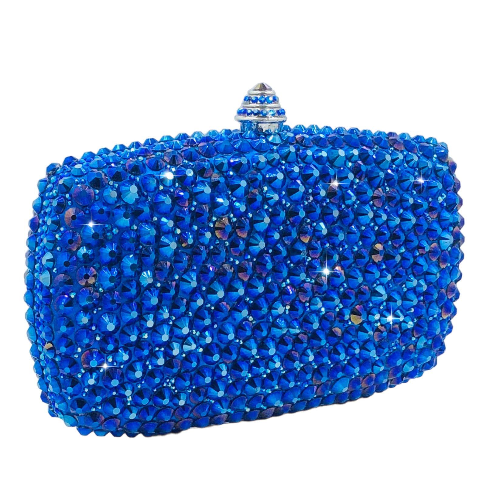 Boutique De FGG Mini Crystal Clutch Purse for Women Formal, Spikes Rhinestone Clutch Evening Bag, Wedding Party Handbag