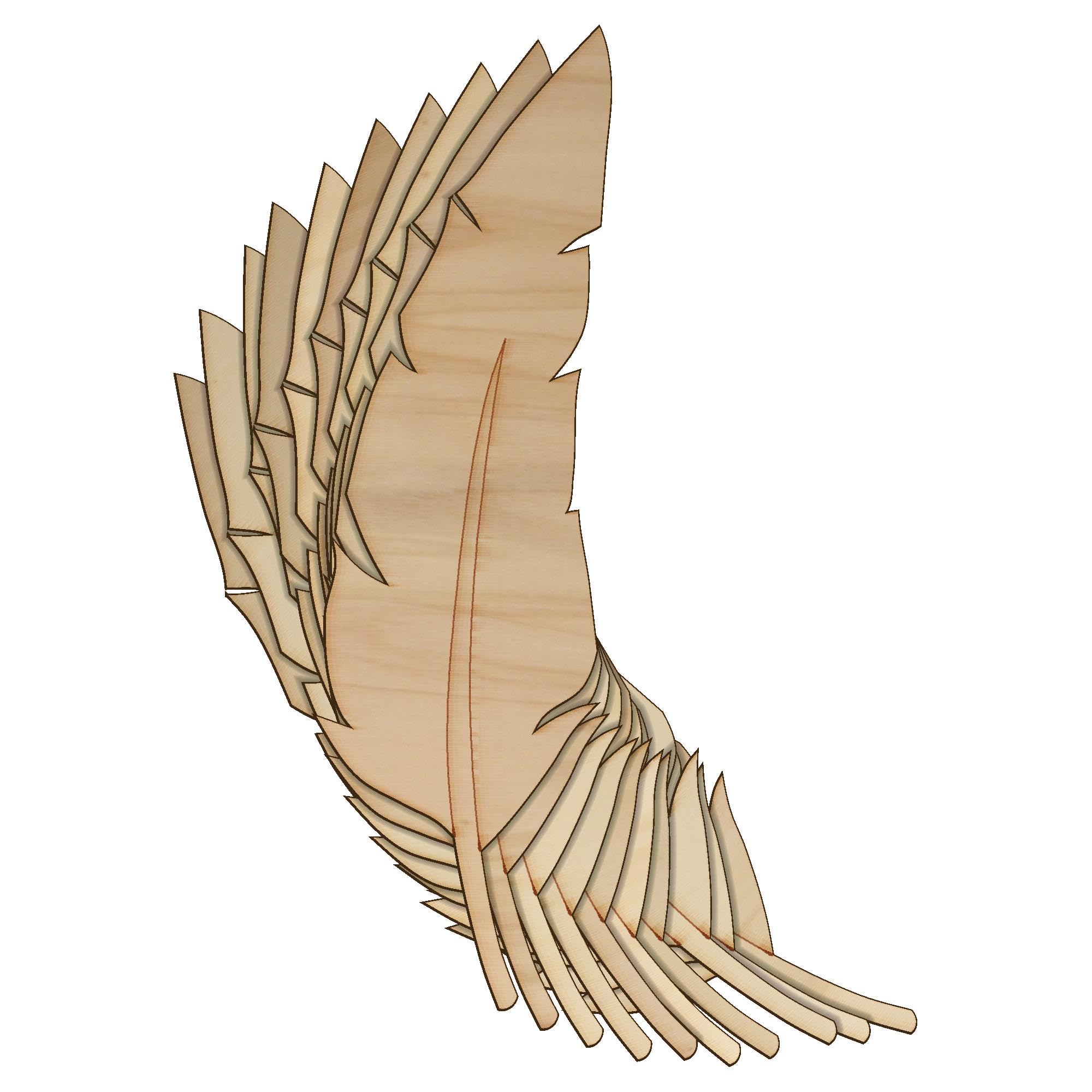 10x Wooden Birds Feathers Light Craft Shape 3mm Ply Wildlife(12 x 3.6cm,No Hole)