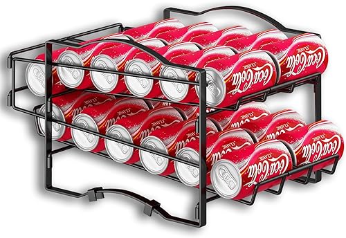 Miniatura 2 de GILLAS Paquete de 1 organizador de latas de soda, estante grande para despensa, dispensador de almacenamiento de bebidas apilables para