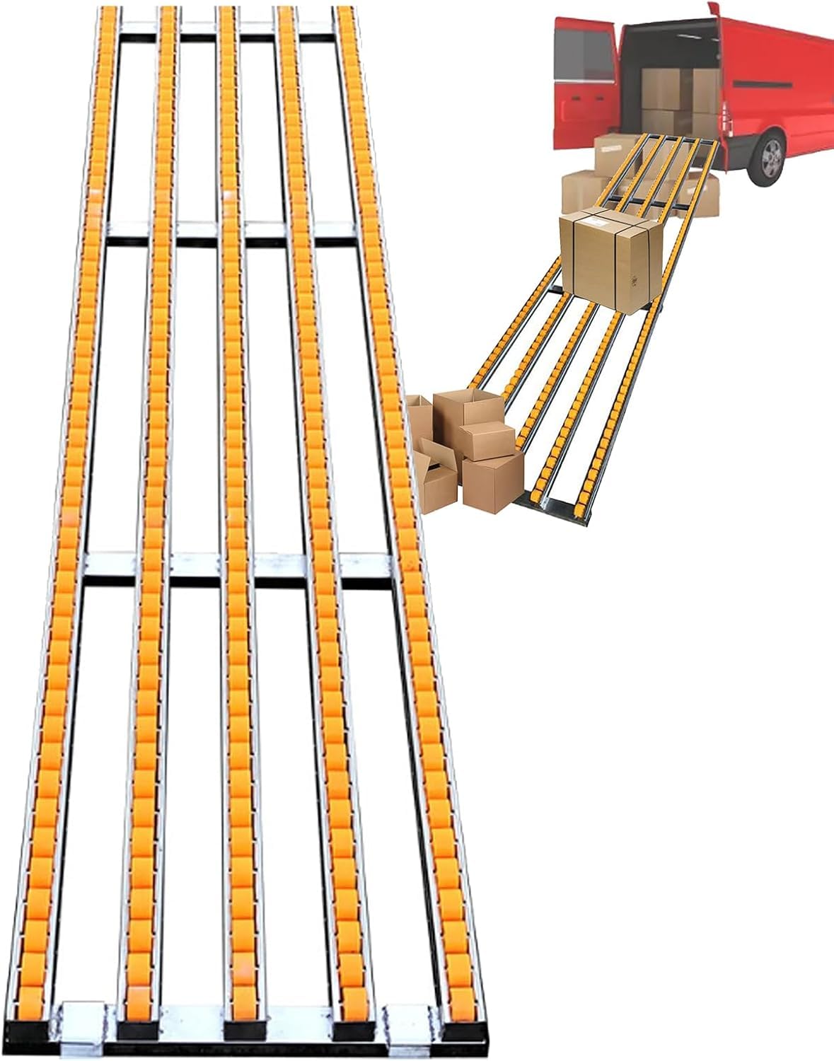 Regulowany stół przenośnika rolkowego o długości 200 cm, wykonany z wytrzymałej stali, bez zasilania, do magazynów i logistyki. Magazynowanie, łatwa instalacja. (20cm)