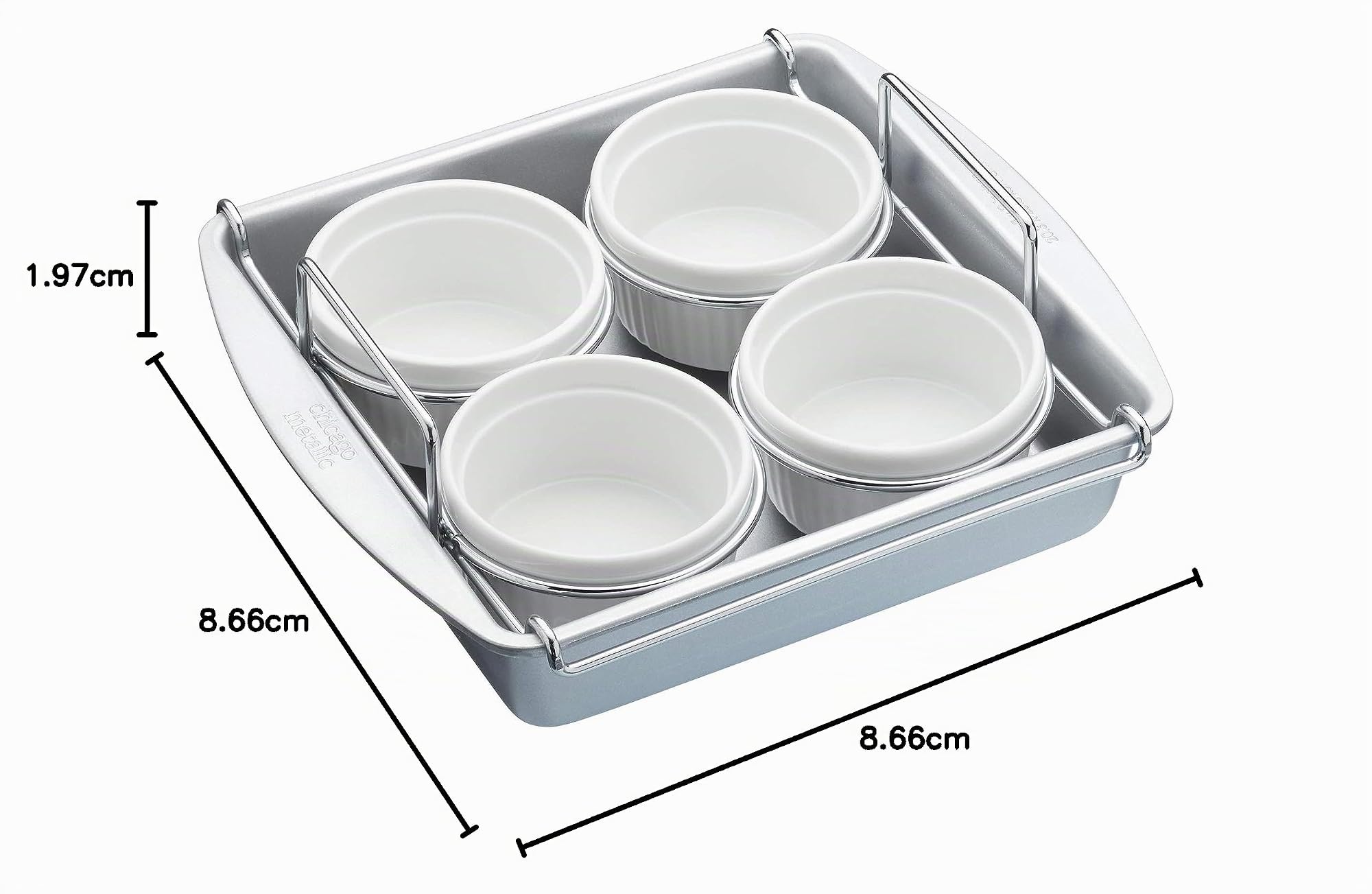 Chicago Metallic Coffret Professionnel pour Crème Brûlée avec Plats Ramequins et Moule à Pâtisserie, Acier Au Carbone/Céramique, 6 Pièces