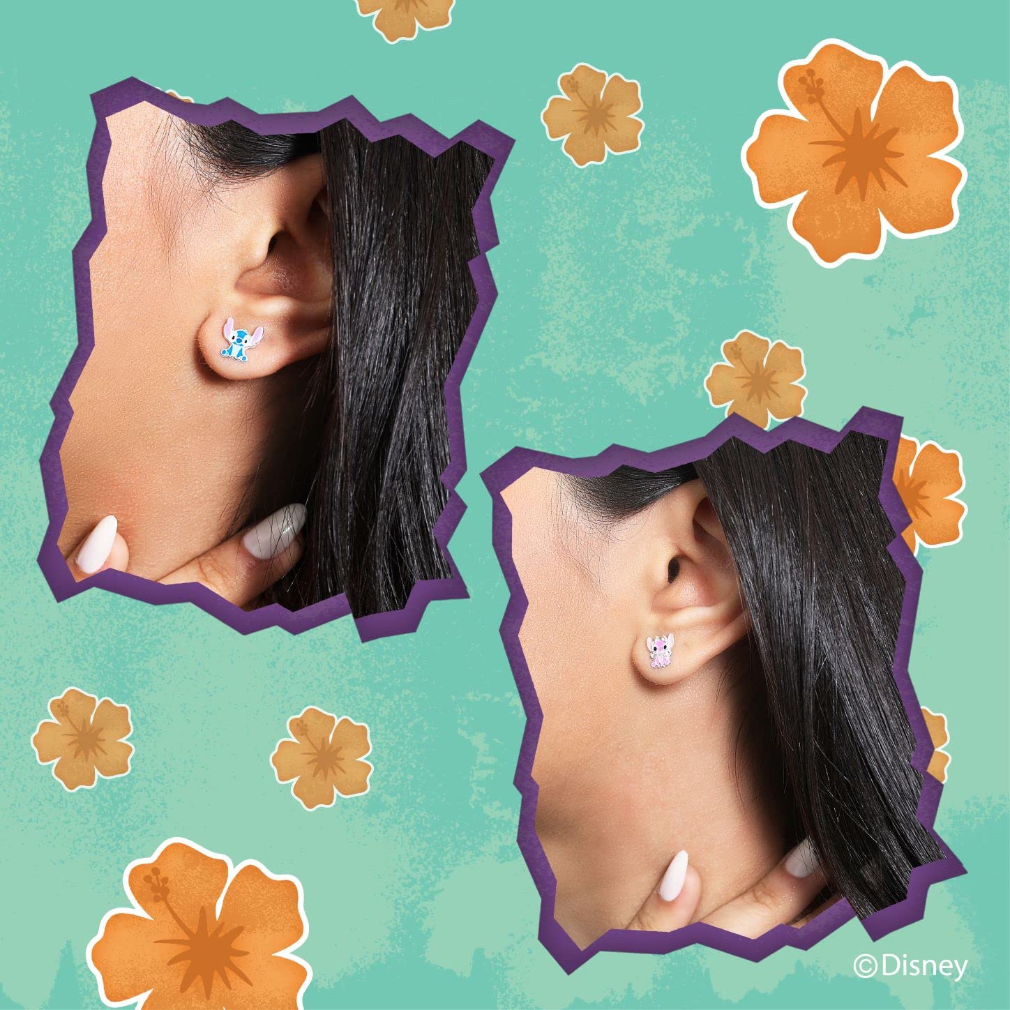 Disney Lilo & Stitch - Orecchini a lobo non corrispondenti, orecchini Disney Jewelry, Argento sterling