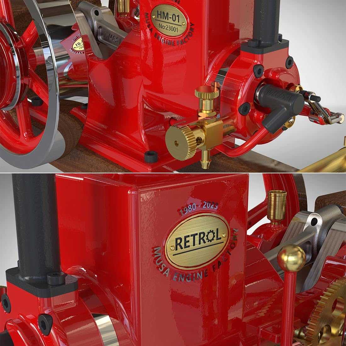 RETROL ENGINE HM-01 model silnika spalinowego dla dorosłych, silnik 7 cm³, 4-suwowy, poziomy i model silnika spalinowego Miss (wersja KIT)
