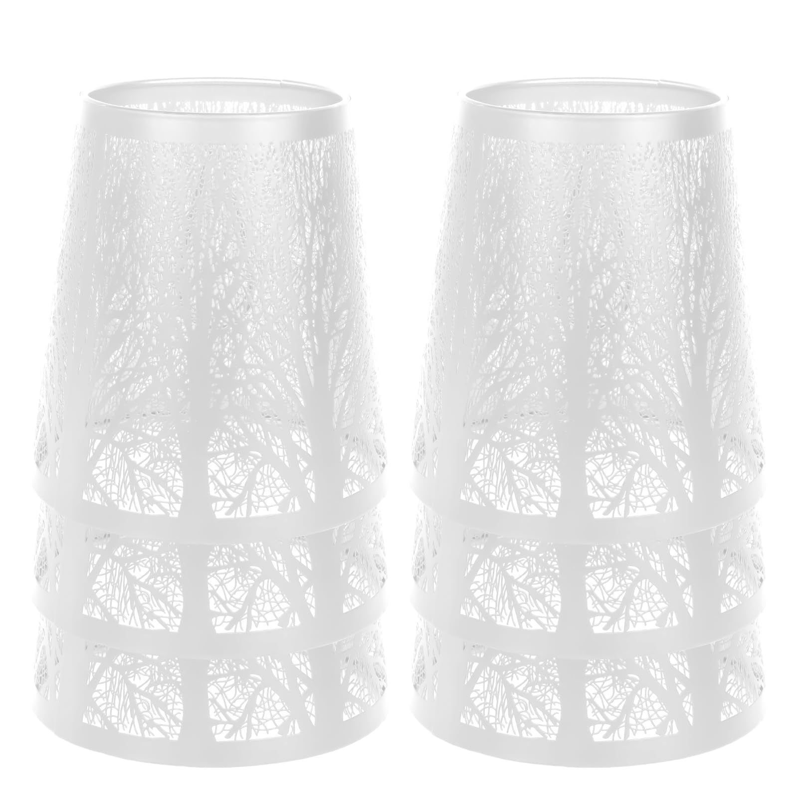 6 Pcs Tree Shadow Lamp Shade, E14 Small Table Lamp Shade Hollow Out Metal Lampshade Modern Style Lamp Cover Decorative Lampshades for for Table Wall Lamp Candle Lamp 4 x 5.9 x 5.5 Inch (White)