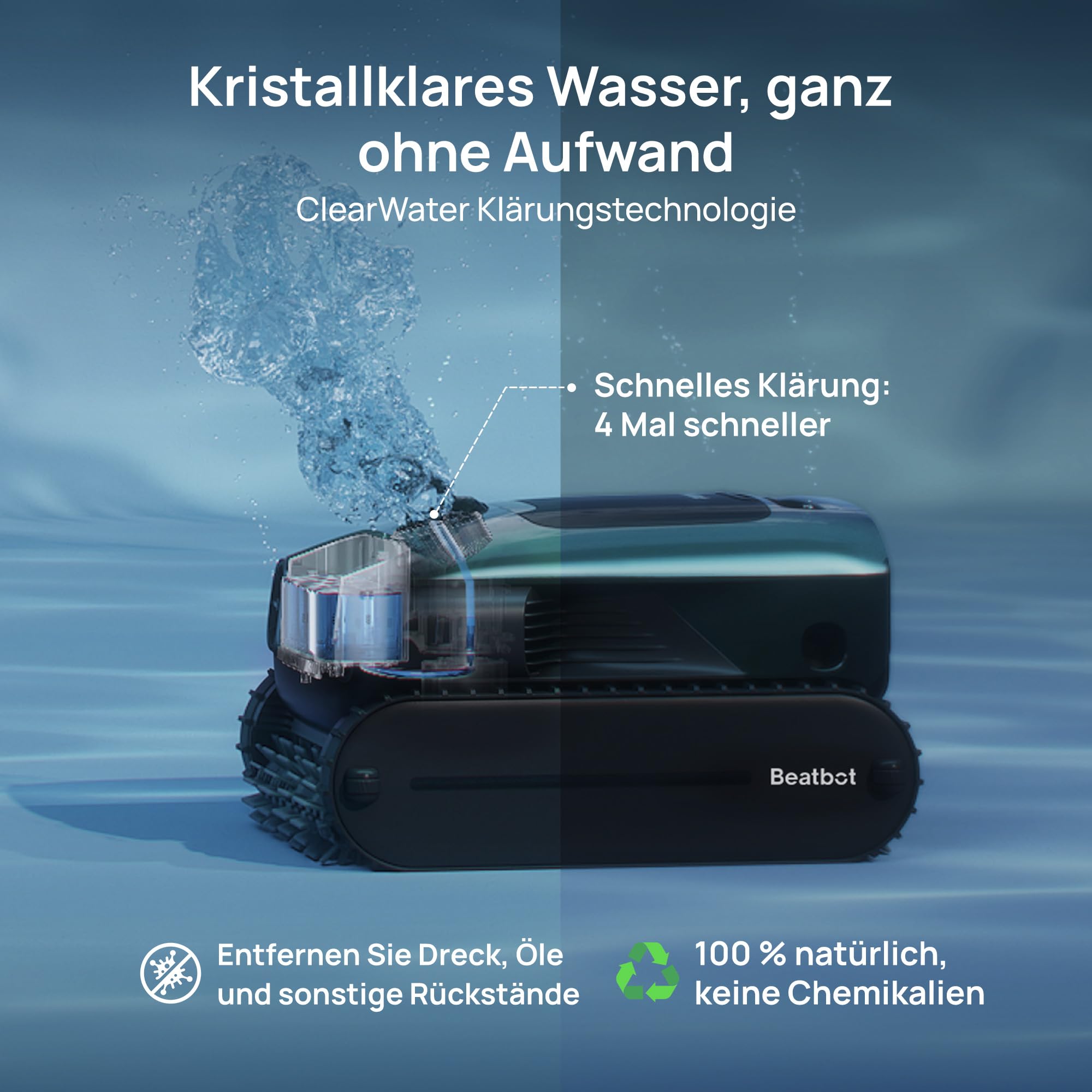 Beatbot AquaSense 2 Pro Poolroboter Set mit Klärmittel-Satz, Oberflächen | Poolsauger Design für Reinigung Boden, Wand, Oberflächen und klärt Wasser, Schwebt nach Reinigung auf Wasseroberfläche