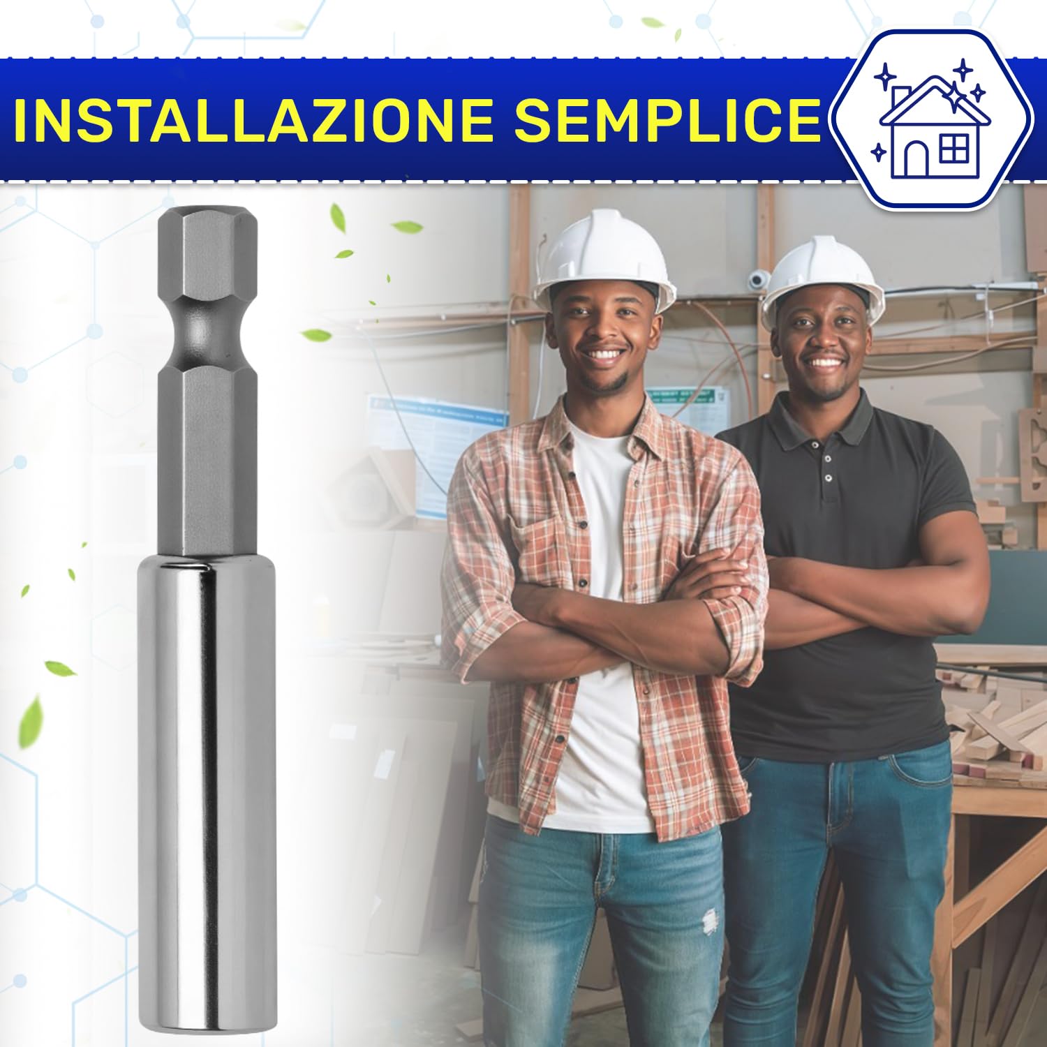 5 Pezzi Portainserti Magnetico 1/4" x 60 mm - Porta Inserti Universale per Trapano e Avvitatore - Realizzato in Alluminio e Acciaio al Cromo Vanadio - MONTERAL