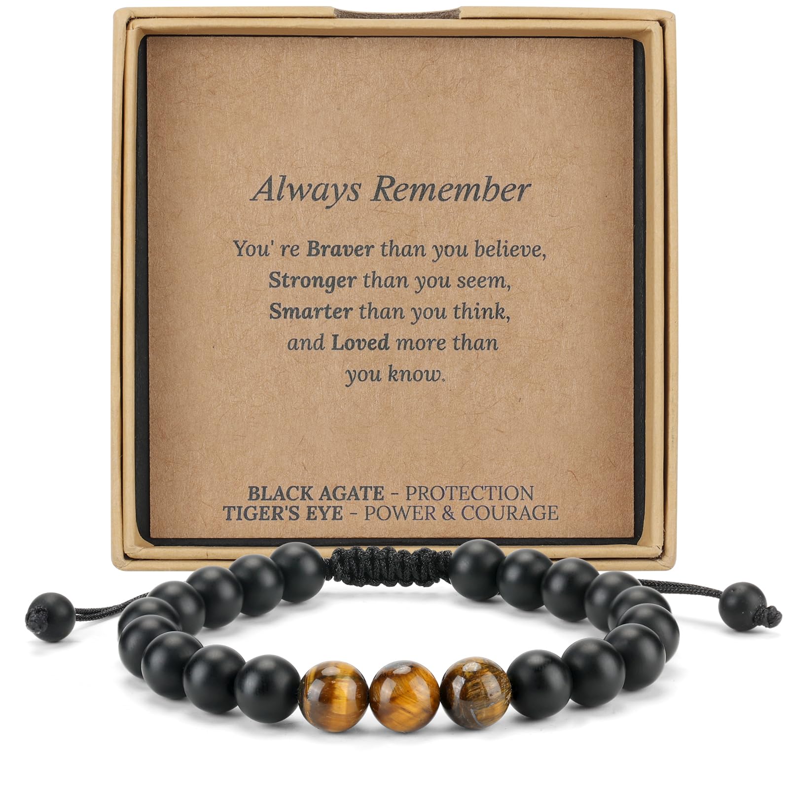 Adjustable Tiger Eye Bracelet Gifts for Teen Boys and Men