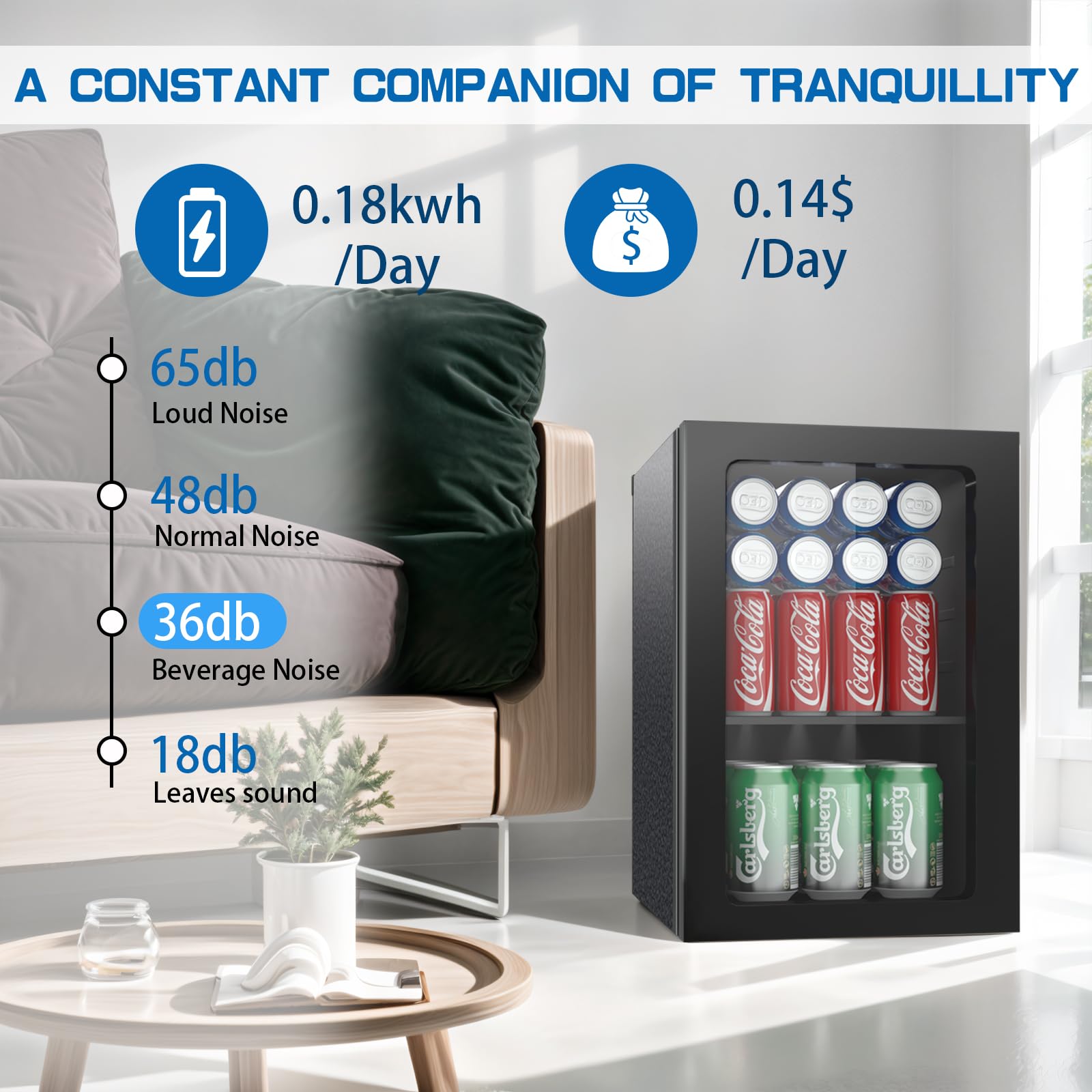 Erivess Compact Freestanding Beverage Refrigerator, 25 Can/0.95 Cubic Feet Mini Fridge With Front Door For Soda, Beer Or Wine, Under Counter Small Refrigerator With Adjustable Shelves on Fridge.com - View 3