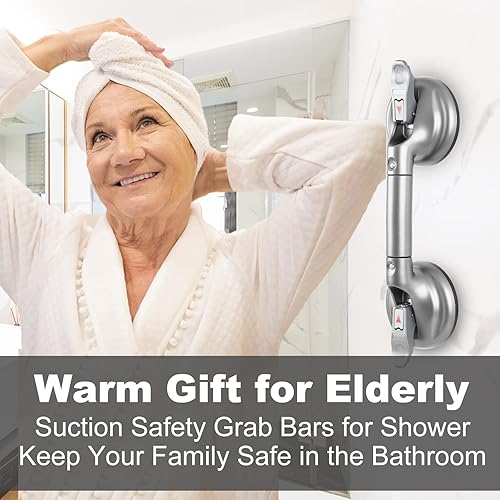 Miniatura 6 de Barra de agarre de ducha con succión resistente, seguridad para inodoro, baño, bañera, asas de ducha, potencia de ventosa de hasta 250 libras,